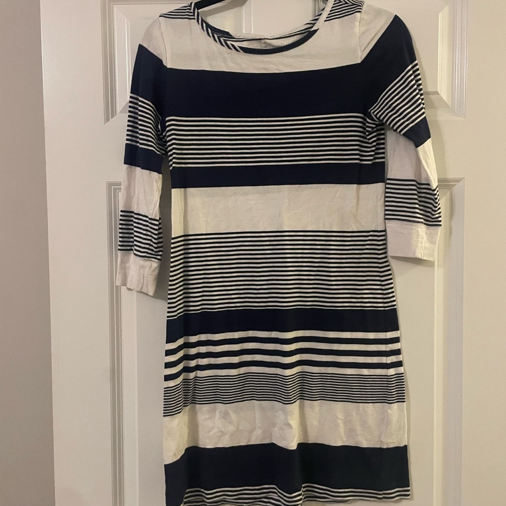 Lilly Pulitzer Navy and White Striped Long Sleeve Dress